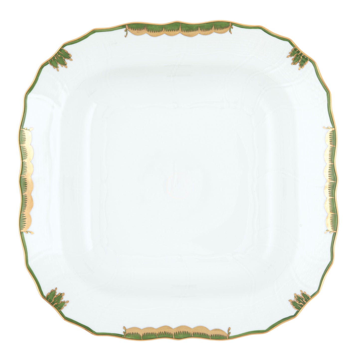 Herend Princess Victoria Dark Green Square Fruit Dish