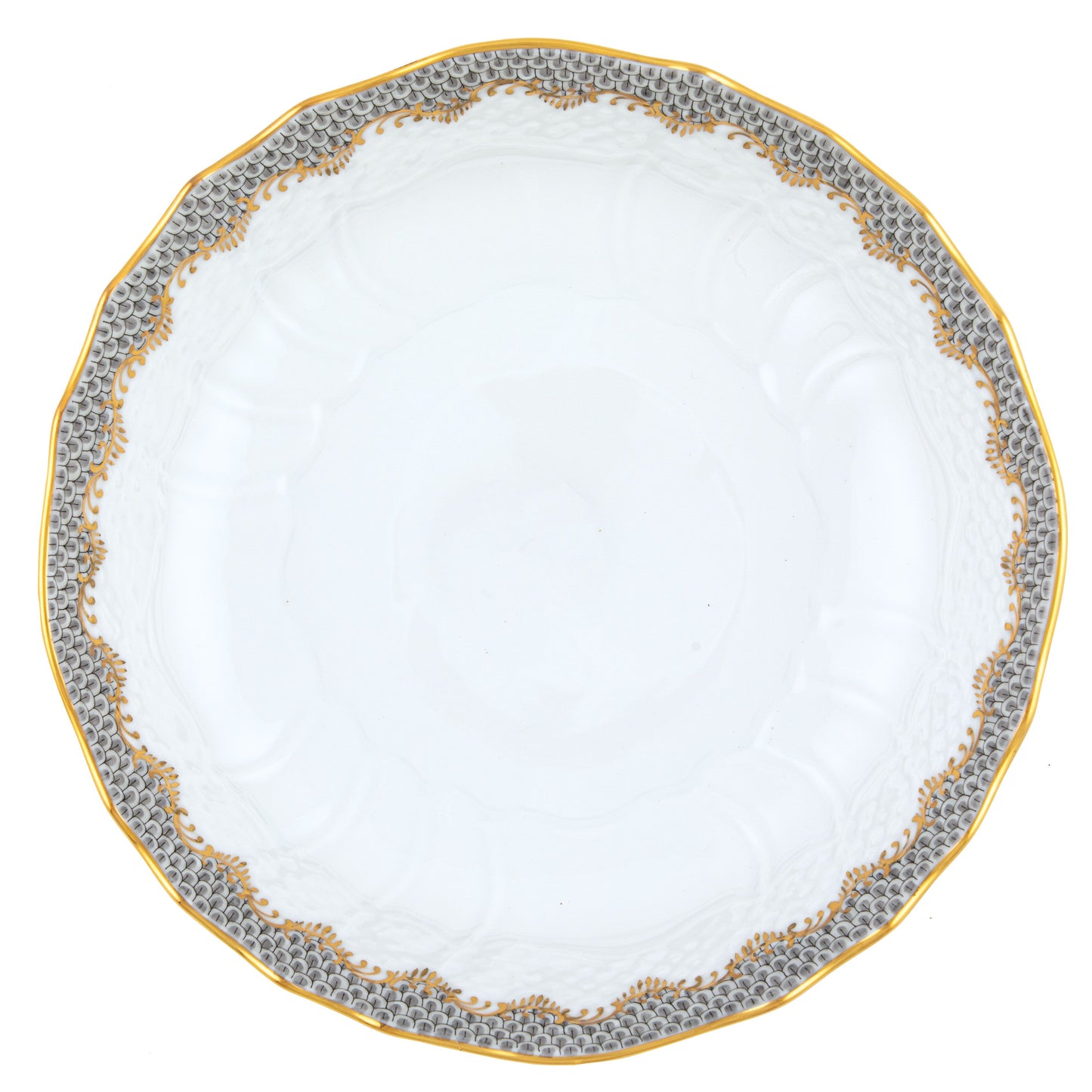 Herend Fish Scale Gray Rim Soup Plate