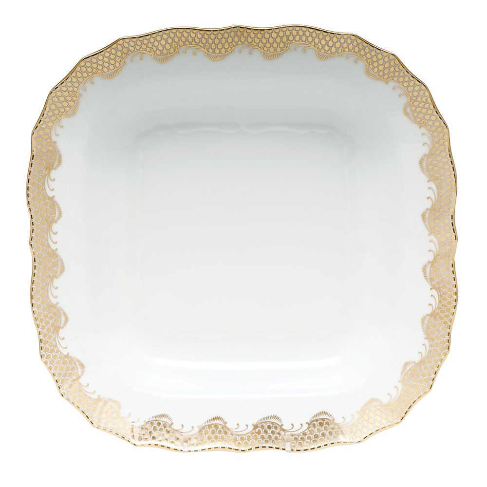 Herend Fish Scale Gold Square Fruit Dish