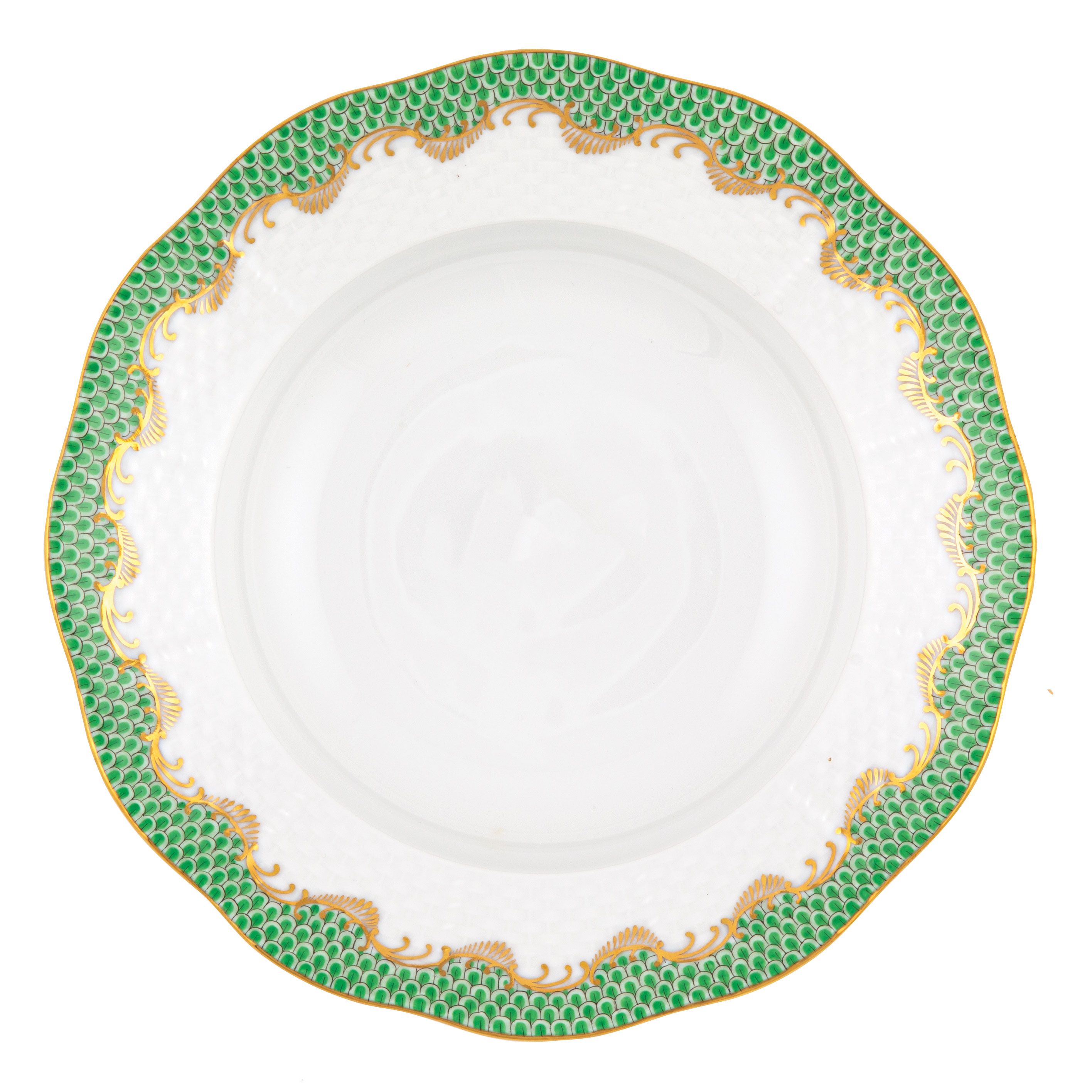 Herend Fish Scale Evergreen Rim Soup Plate