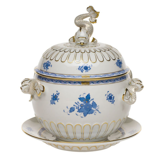 Herend Chinese Bouquet Blue Tureen and Platter