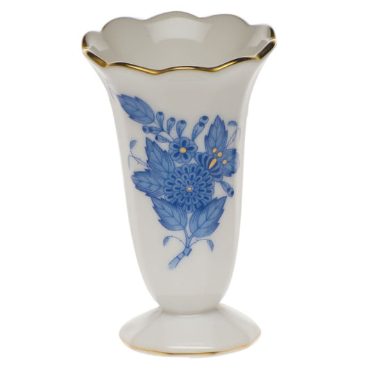 Herend Chinese Bouquet Blue Scalloped Bud Vase