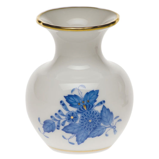 Herend Chinese Bouquet Blue Medium Bud Vase with Lip