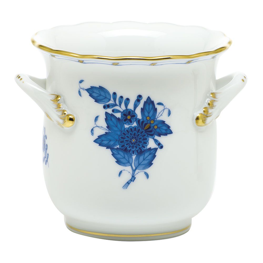 Herend Chinese Bouquet Blue Mini Cachepot with Handles