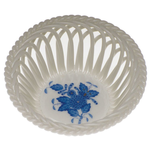 Herend Small Openwork Basket Blue