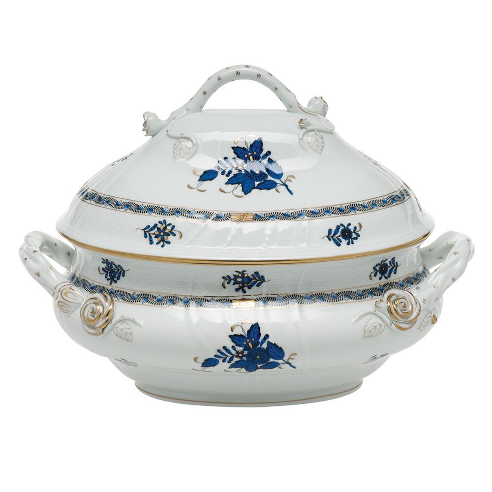 Herend Chinese Bouquet Black Sapphire Tureen