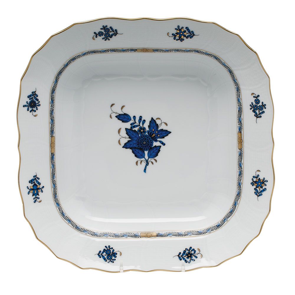 Herend Chinese Bouquet Black Sapphire Square Dish