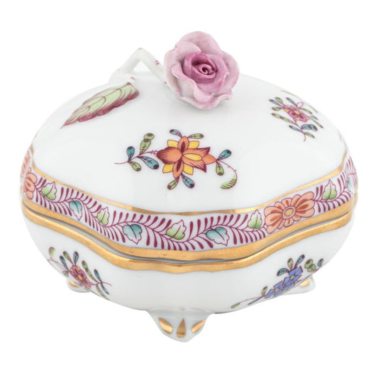 Herend Chinese Bouquet Multicolor Covered Bon Bon with Rose