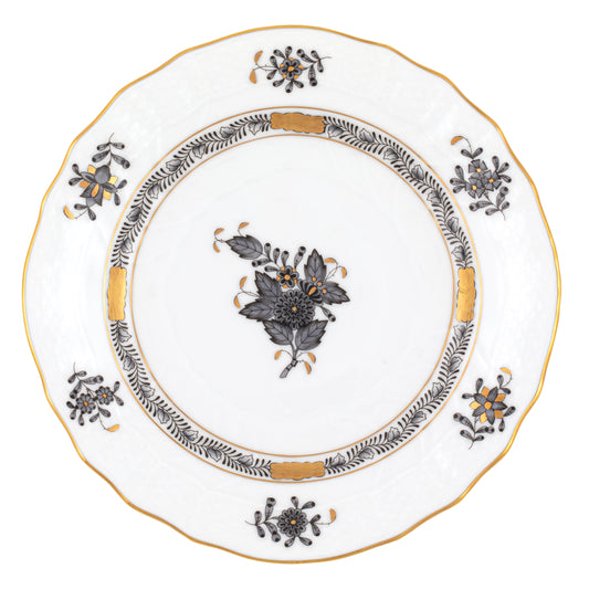 Herend Chinese Bouquet Black Bread and Butter Plate