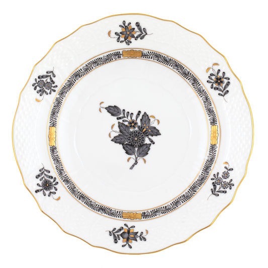 Herend Chinese Bouquet Black Dessert Plate