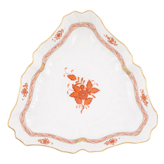 Herend Chinese Bouquet Rust Triangle Dish
