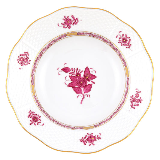 Herend Chinese Bouquet Raspberry Rim Soup Plate