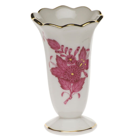 Herend Chinese Bouquet Raspberry Scalloped Bud Vase