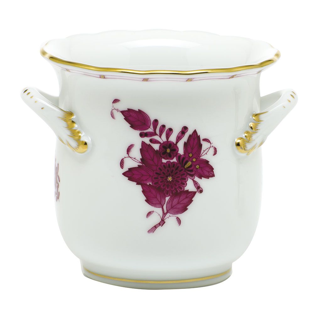 Herend Chinese Bouquet Raspberry Mini Cachepot with Handles