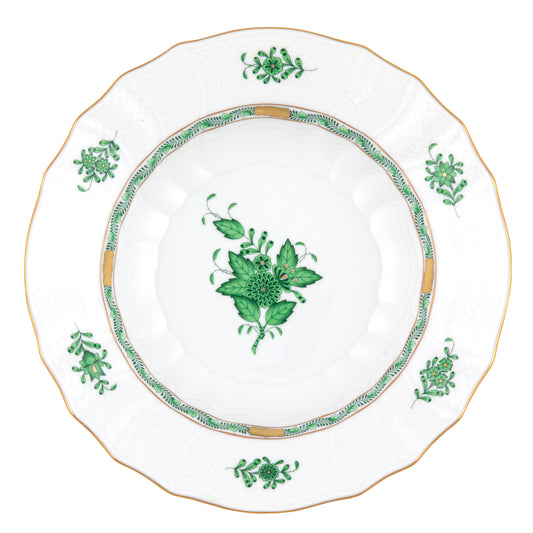 Herend Chinese Bouquet Green Rim Soup Plate