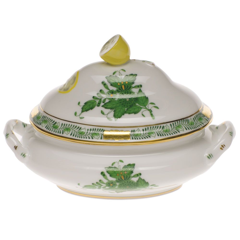 Herend Chinese Bouquet Green Mini Tureen with Lemon