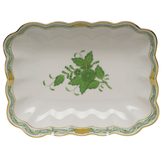 Herend Chinese Bouquet Green Oblong Dish