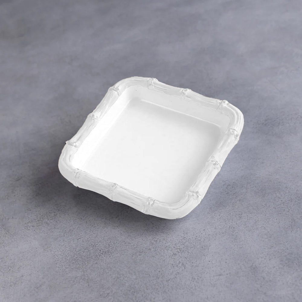 White Bamboo Napkin Holder Tray Melamine