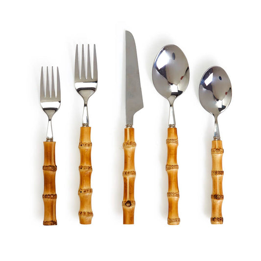 Bamboo Handle Stainless Steel Flatware | 5 pc. Set