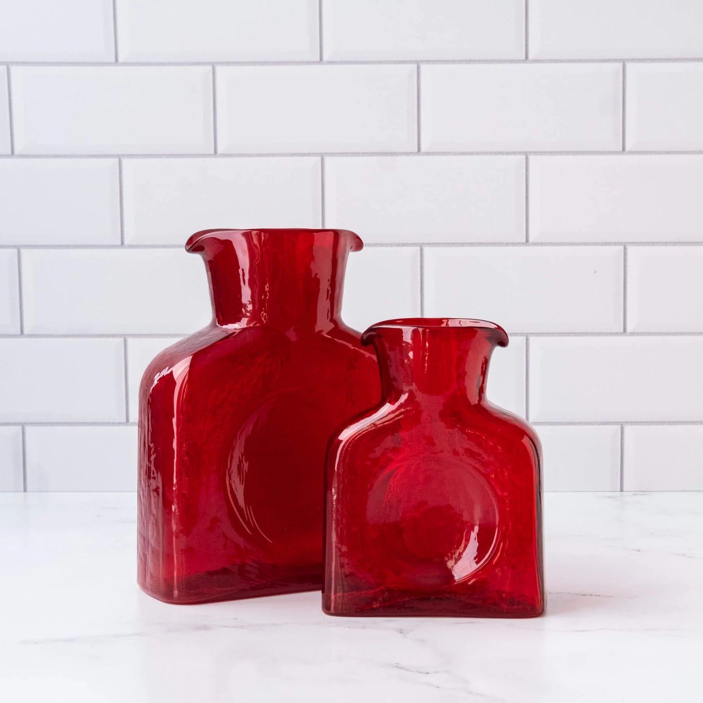 Blenko 384 Water Bottle Glass Ruby Vase | Large