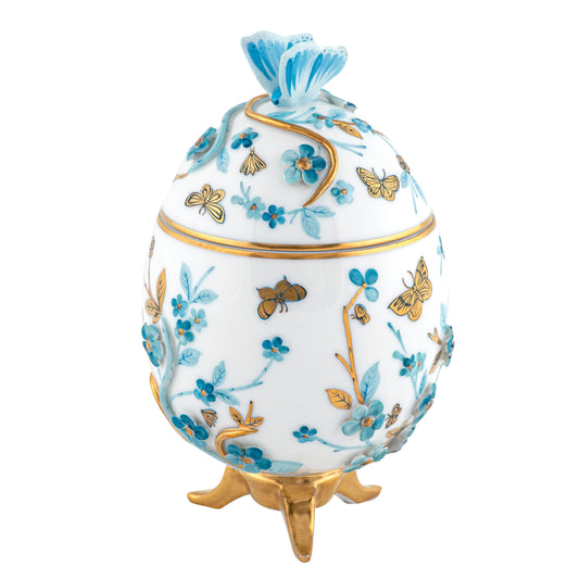 Herend Egg with Flowers Blue