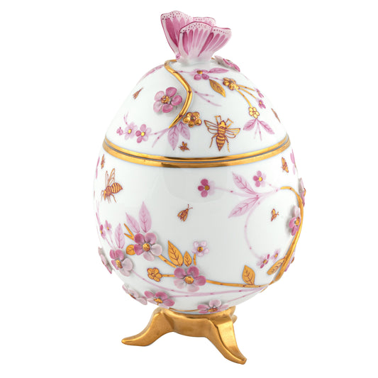 Herend Egg with Flowers Raspberry