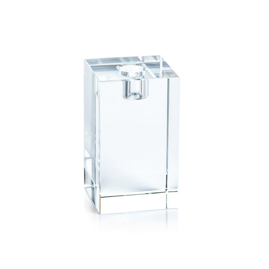 Rectangular Crystal Glass Taper Holder Large