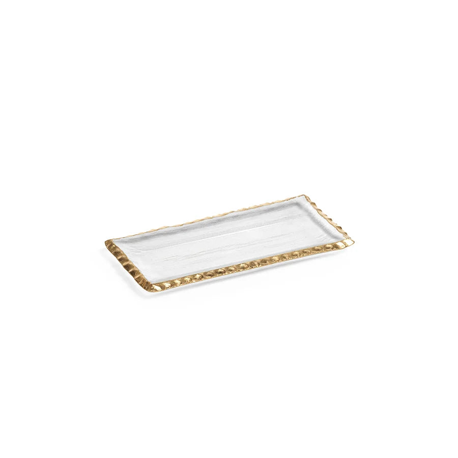 Clear Rectangular Tray with Gold Rim