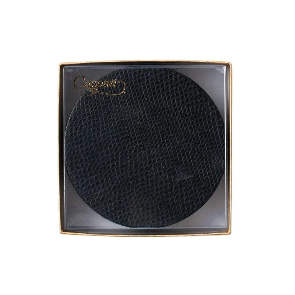 Caspari Faux Leather Snakeskin Coaster Set | Black