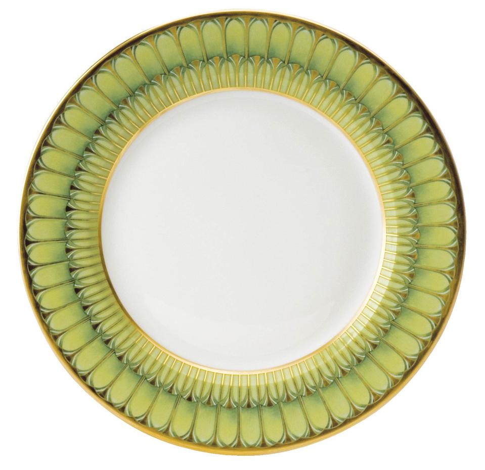 Deshoulieres Arcades Porcelain Dinner Plate | Green & Gold