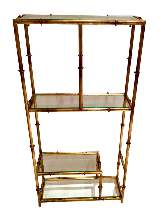 Gold 4 Shelf Wall Curio Bamboo