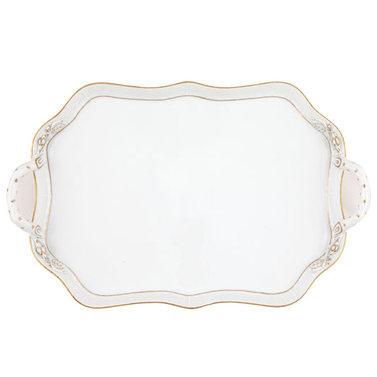 Herend Golden Edge Rectangle Tray with Branch Handles