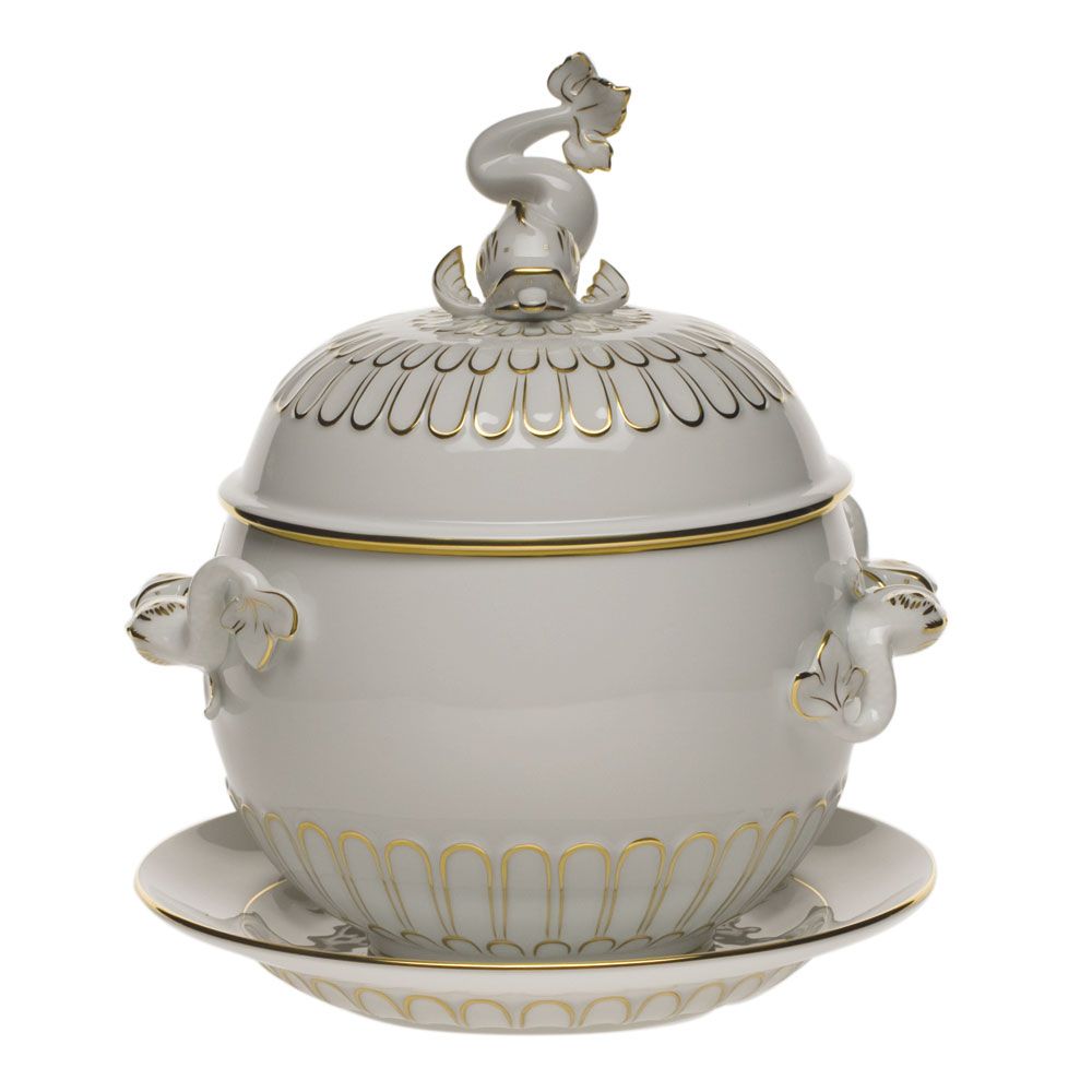 Herend Golden Edge Tureen and Platter