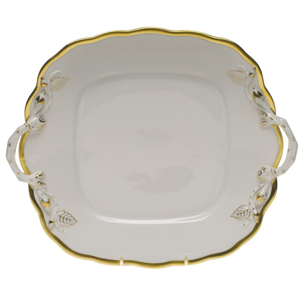 Herend Gwendolyn Square Cake Plate with Handles