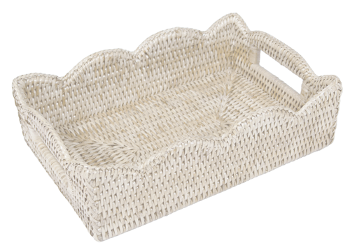 Rattan Scallop Tray with Handles