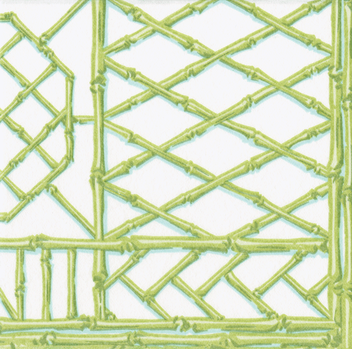 Caspari Bamboo Screen Green Cocktail Napkins