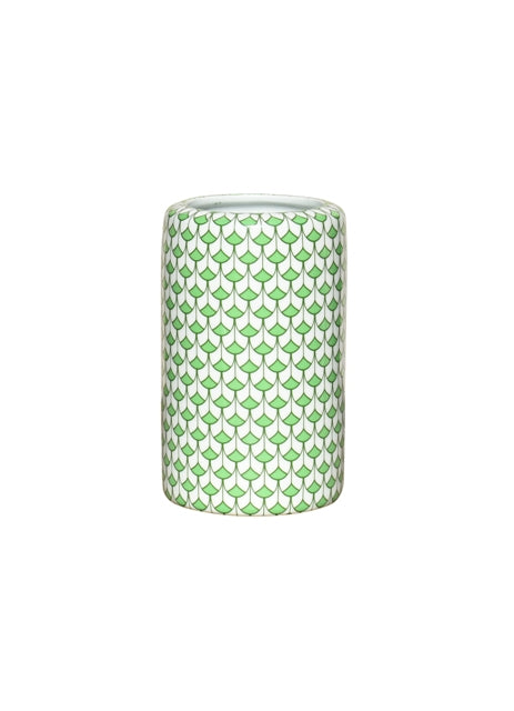 Green and White Pencil Holder or Vase