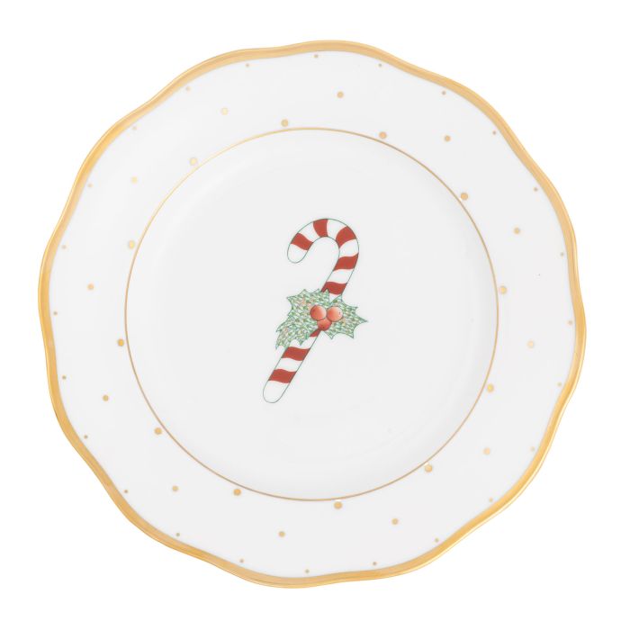 Herend Christmas Candy Cane Dessert Plate