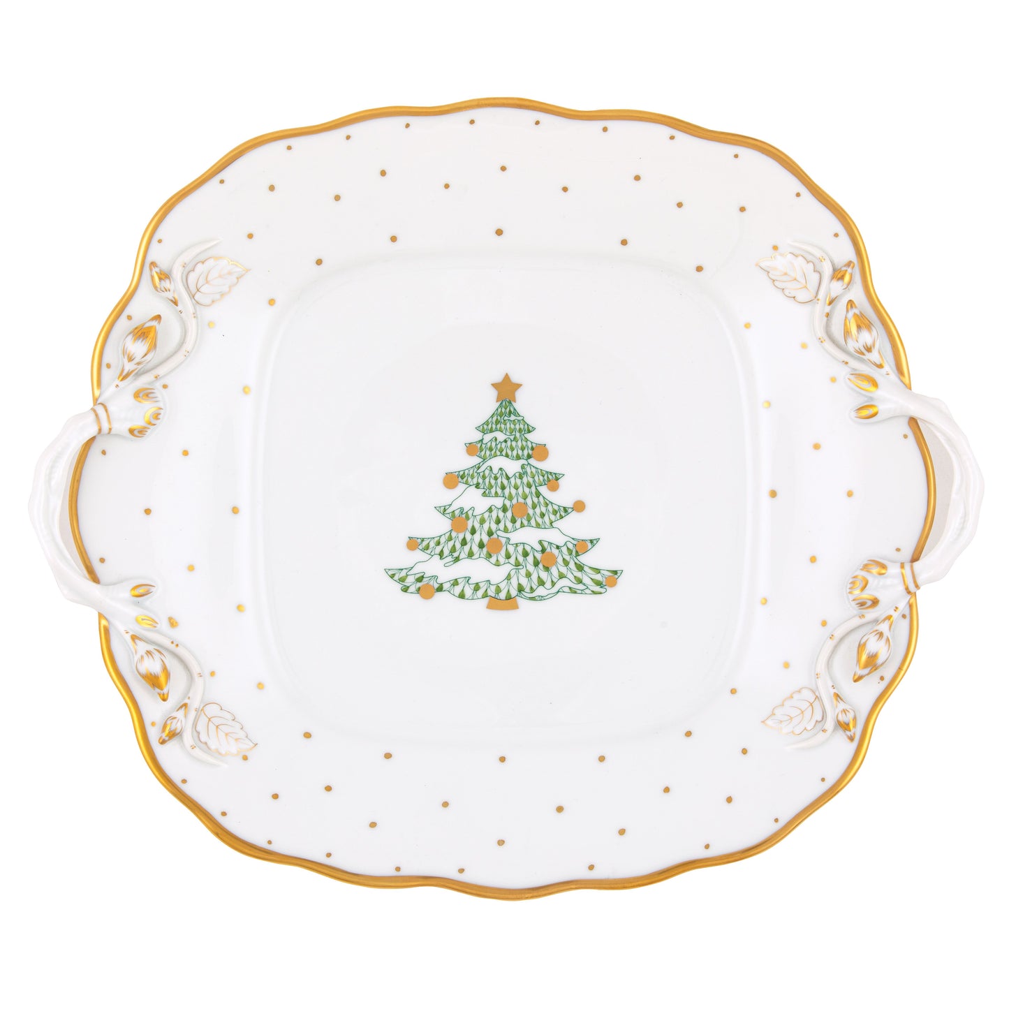 Herend Christmas Tree Square Cake Plate