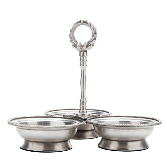 Antique Silver 3 Dish Server