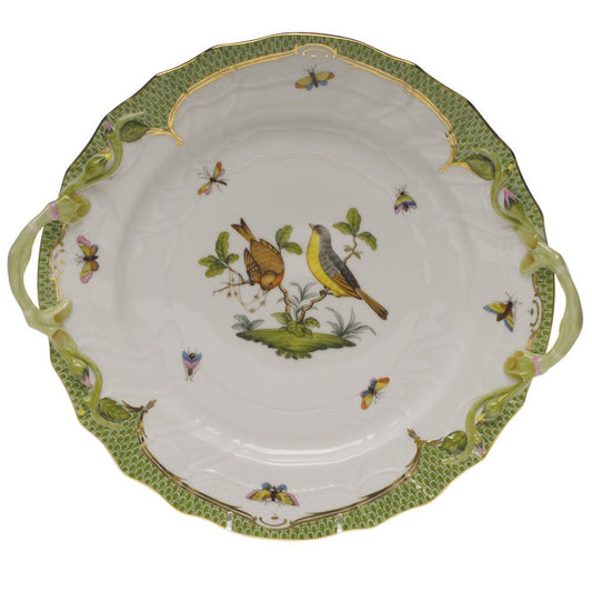 Herend Rothschild Bird Green Chop Plate with Handles