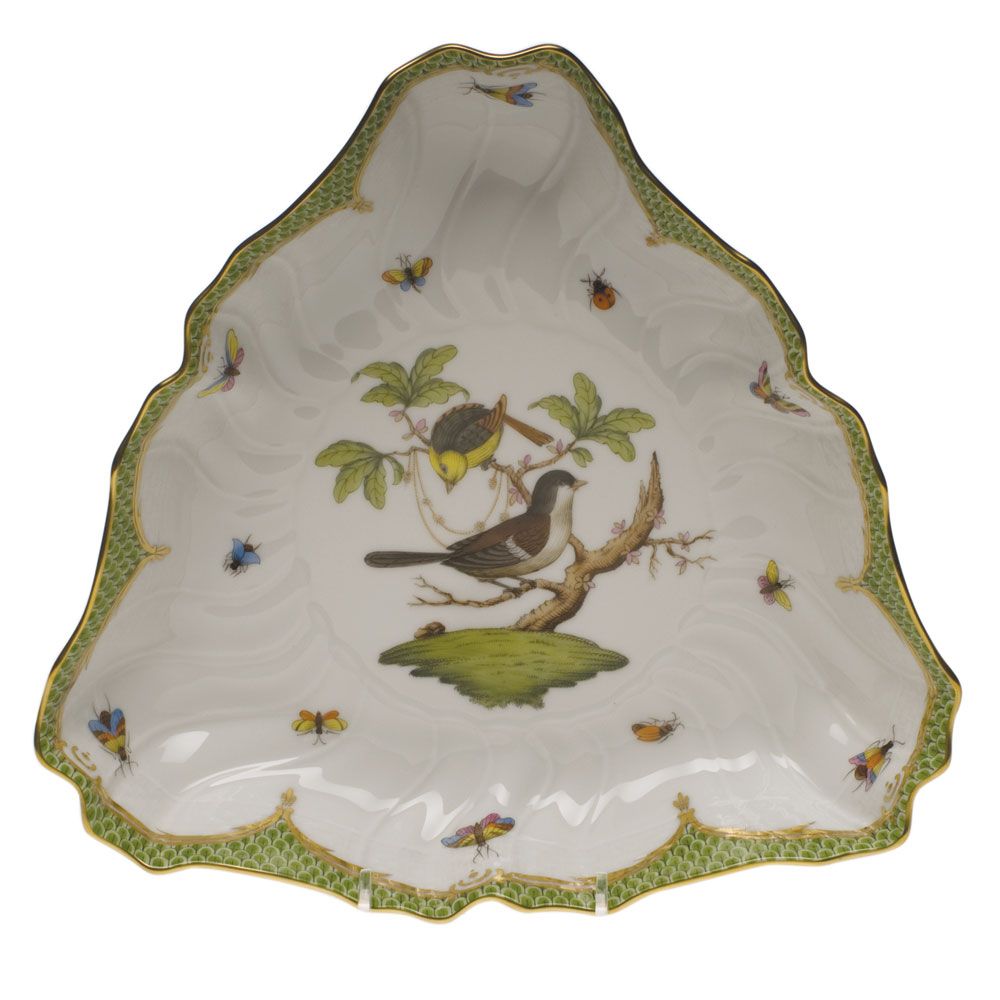 Herend Rothschild Bird Green Triangle Dish