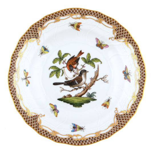 Rothschild BIrd Brown Dessert Plate Motif 4