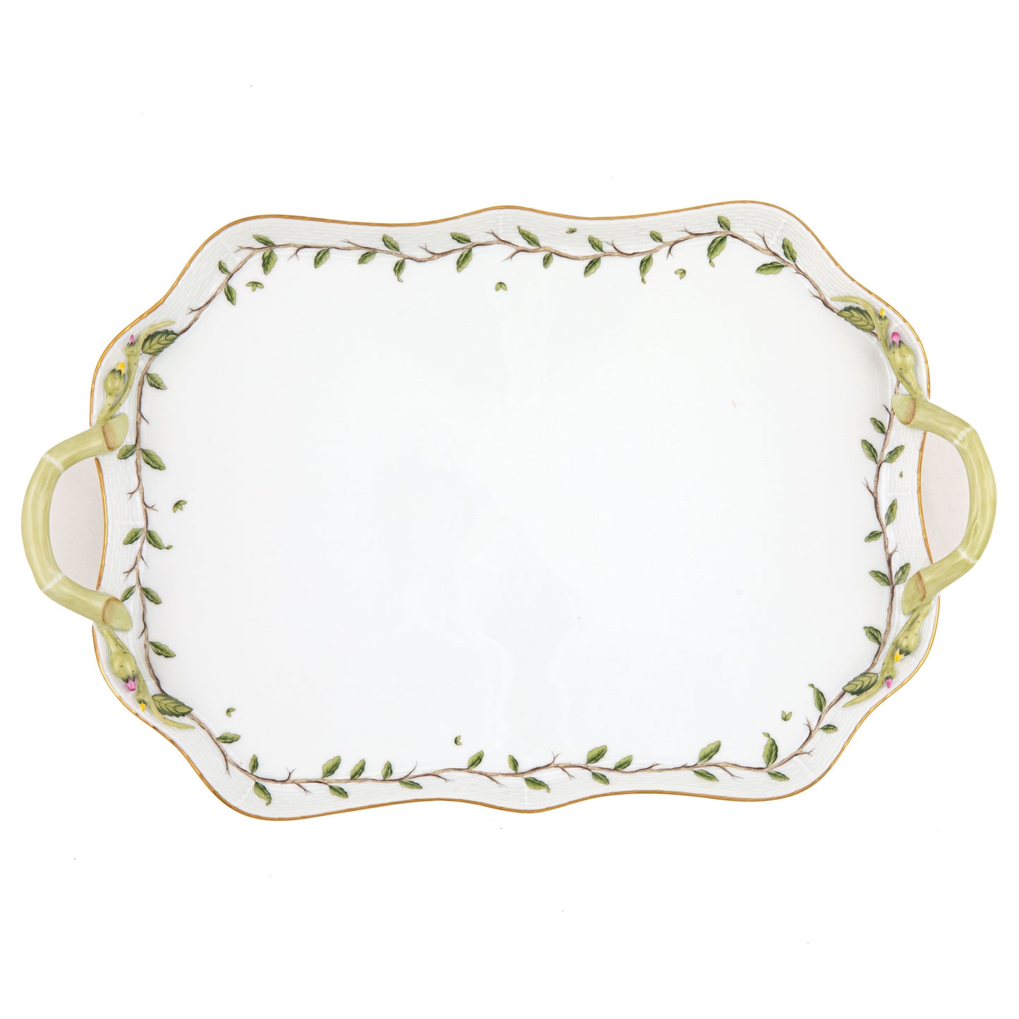 Herend Rothschild Garden Rectangle Tray with Branch Handles