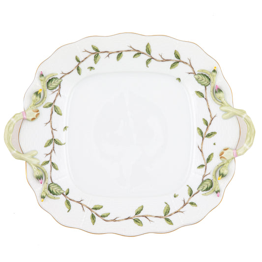 Herend rothschild garden square cake plate with handles