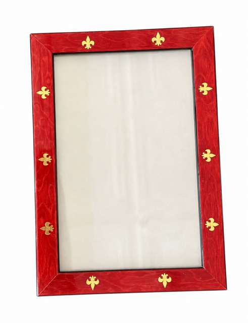 Red with Gold Fleur De Lis Frame