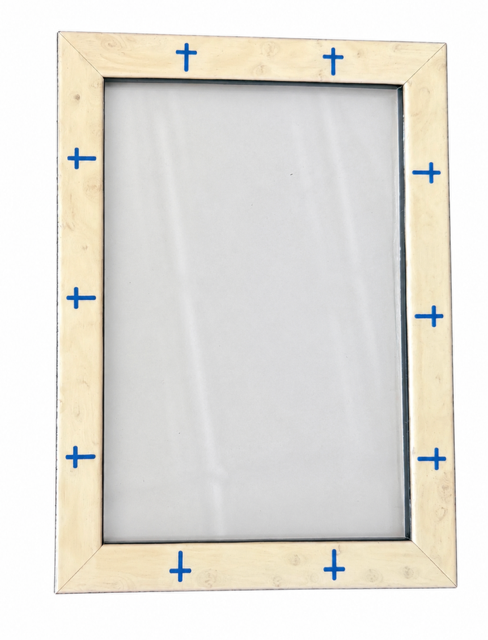 Cream with Blue Cross Frame