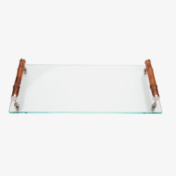 Glass Bamboo Rectangular Tray