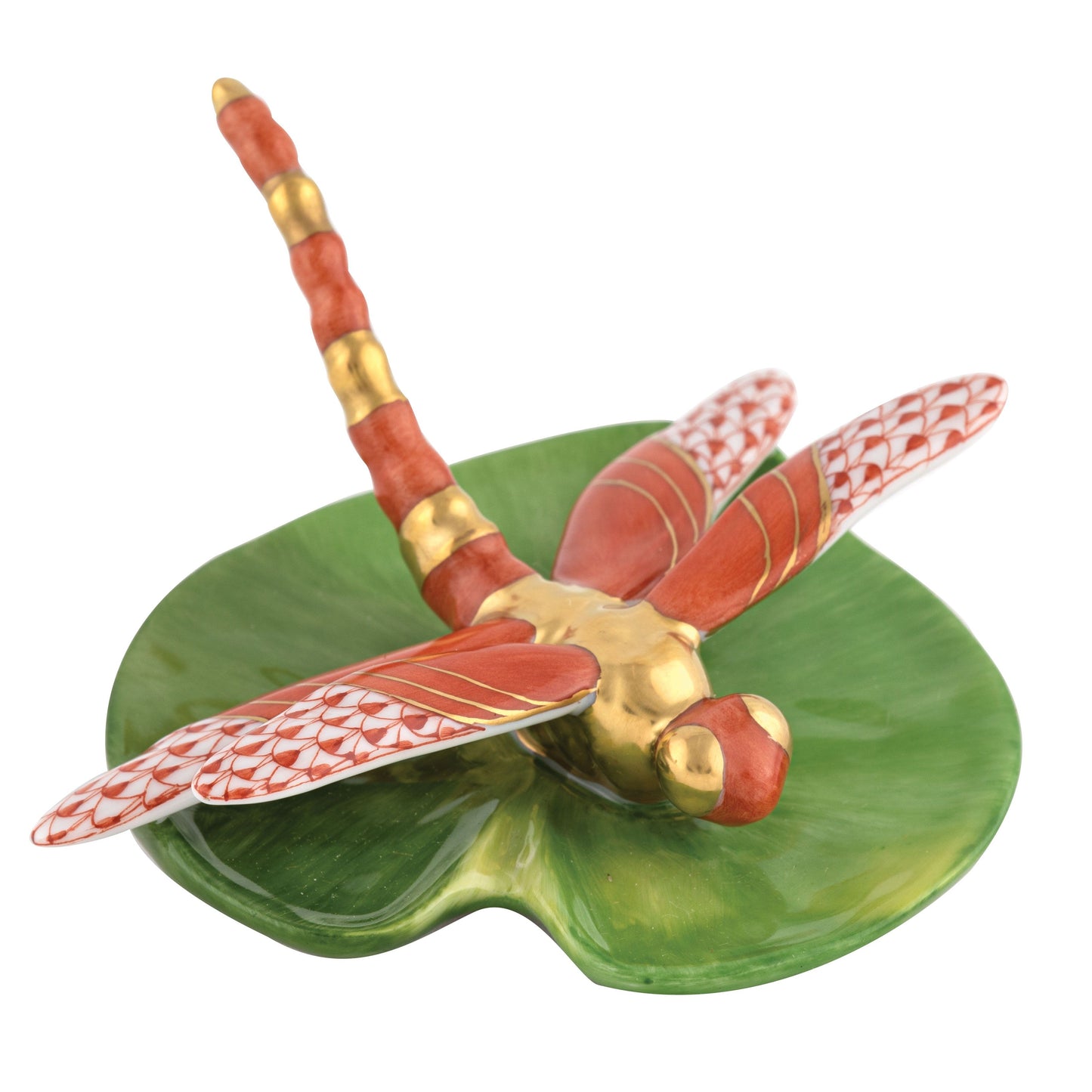 Herend Dragonfly on Lily Pad