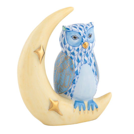Herend Owl with Crescent Moon